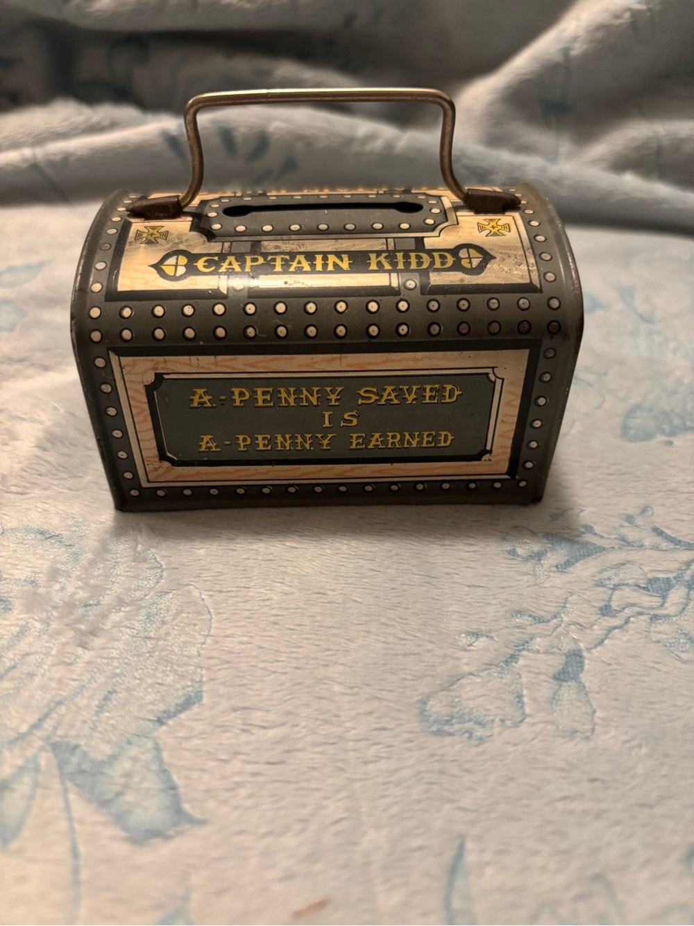 Captain Kidd Vintage Tin Coin Bank - Black & Gold